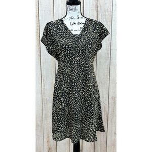 Oscar De Le Renta Pink Label Satin‎ Nightgown Size Small Black and White Floral